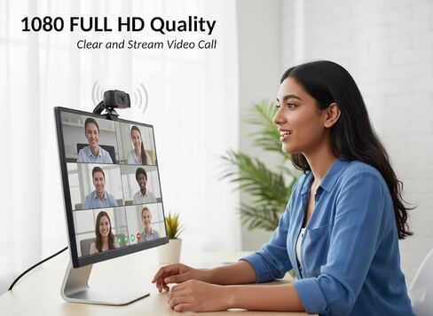 Webcam Webdaraz 1080P HD Autofocus with Stereo Microphone, USB Plug & Play Web Camera for PC/Laptop, Online Classes, Video Calls, Skype, Zoom – W01 in Saudi Arabia