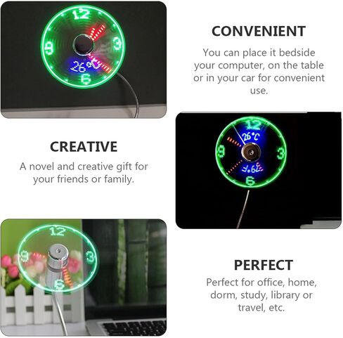 مروحة ساعة USB مع عرض الوقت، مروحة USB صغيرة محمولة للمنزل والمكتب وامض إبداعي قابل لإعادة الشحن in Kuwait