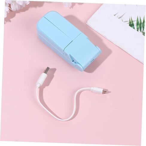 مروحة USB صغيرة قابلة للطي برأسين من Kisangel، مبرد محمول قابل لإعادة الشحن للسفر للاستخدام في الهواء الطلق، جهاز تبريد هواء خفيف الوزن قابل للطي باللون الأزرق in Saudi Arabia