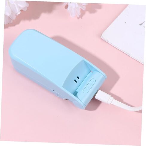 مروحة USB صغيرة قابلة للطي برأسين من Kisangel، مبرد محمول قابل لإعادة الشحن للسفر للاستخدام في الهواء الطلق، جهاز تبريد هواء خفيف الوزن قابل للطي باللون الأزرق in Saudi Arabia