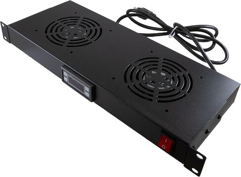 وحدة مروحة NavePoint 1U AC/EC مع مروحتين وثرموستات، مدخل 110 فولت، هادئ 42.3 ديسيبل-A، 198.84 CFM، سلك طاقة UL مع قابس NEMA 5-15P، لرفوف الخادم مقاس 19 بوصة in Kuwait