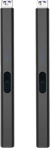 ولاعة شموع قابلة لإعادة الشحن عبر USB من FIGHTSENSE، ولاعة كهربائية طويلة عديمة اللهب مقاومة للرياح مع مفتاح أمان، شاشة عرض بطارية LED، تستخدم لمدفأة الشواء والتخييم وموقد المطبخ (أسود ووردي) in Kuwait