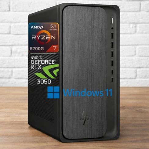 كمبيوتر HP OmniDesk Gaming Next Gen AI PC، معالج AMD Ryzen 7 (16 خيط، حتى 5.1 جيجا هرتز)، ذاكرة الوصول العشوائي DDR5 سعة 32 جيجابايت، SSD 1 تيرابايت، GeForce RTX 3050، Wi-Fi 6، دعم شاشة HDMI + DP المزدوجة، Windows 11 in Kuwait