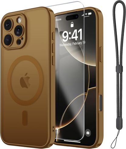 Janmitta Magnetic for iPhone 16 Case,with Screen Protector+Wrist Strap,Compatible with MagSafe,Camera Protection,Military Grade Drop Protection,Slim Translucent Matte Phone Cover,Deep Blue in Kuwait