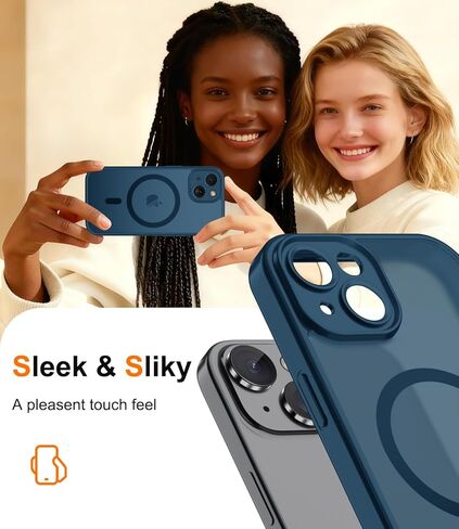 Janmitta Magnetic for iPhone 16 Case,with Screen Protector+Wrist Strap,Compatible with MagSafe,Camera Protection,Military Grade Drop Protection,Slim Translucent Matte Phone Cover,Deep Blue in Kuwait