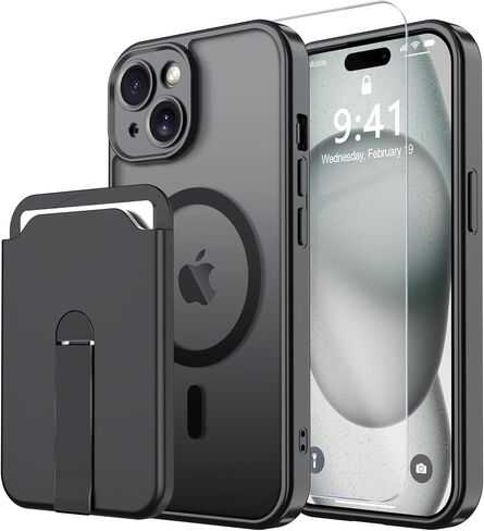 Janmitta Magnetic for iPhone 16 Case,with Screen Protector+Wrist Strap,Compatible with MagSafe,Camera Protection,Military Grade Drop Protection,Slim Translucent Matte Phone Cover,Deep Blue in Kuwait