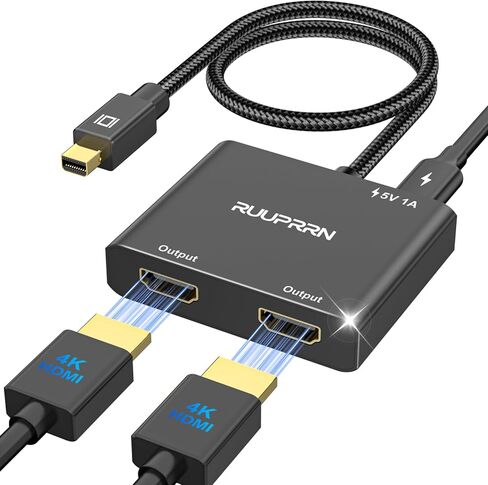 منفذ عرض صغير إلى محول HDMI مزدوج، 4K60 هرتز Thunderbolt 2 ذكر إلى HDMI أنثى شاشة ممتدة، مصدر Mini DP 1.4 إلى 2 محول HDMI، لجهاز MacBook Air/Pro، Macmini، Surface Pro/Dock in Kuwait