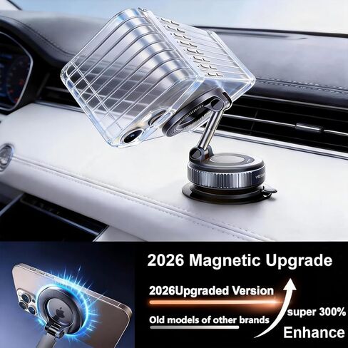 حامل هاتف مغناطيسي للسيارة Magsafe 2026، حامل هاتف مغناطيسي قابل للتعديل 360 درجة [أقوى شفط 98 رطلاً] حامل هاتف مغناطيسي مفرغ على الزجاج الأمامي لسيارتك يناسب iPhone وAndroid in Kuwait