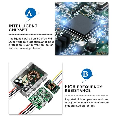 DC 12V 24V 36V to DC 48V 25A Boost Converter 10-45V to 48V 1200W Step-Up Power Supply Waterproof IP67 Regulator Module for Golf Carts LED Solar Cars Trucks Vehicles (XW-1045-48-25A) in Saudi Arabia
