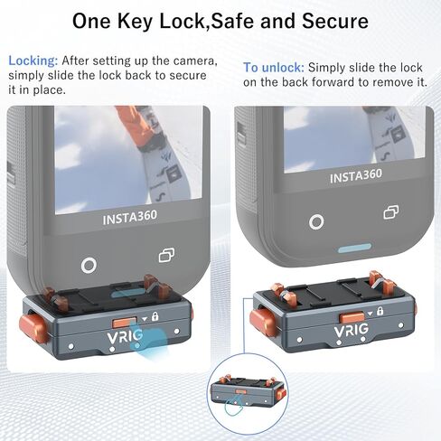 حامل محول مغناطيسي سريع الإصدار من VRIG متوافق مع Insta360 X5/X4 Air، مع فتحة لولبية 1/4/وصلة محول/قفل أمان، حامل قفل أمان من سبائك الألومنيوم لجهاز Insta 360 Ace Pro 2/Ace Pro/Ace in Kuwait