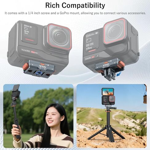 حامل محول مغناطيسي سريع الإصدار من VRIG متوافق مع Insta360 X5/X4 Air، مع فتحة لولبية 1/4/وصلة محول/قفل أمان، حامل قفل أمان من سبائك الألومنيوم لجهاز Insta 360 Ace Pro 2/Ace Pro/Ace in Kuwait