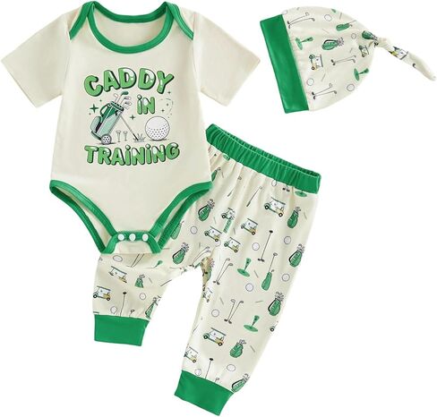 Newborn Baby Boy Baseball Outfit Short Sleeve New Player In Town Romper Pants Hat 3Pcs Cute Infant Spring Clothes in Saudi Arabia