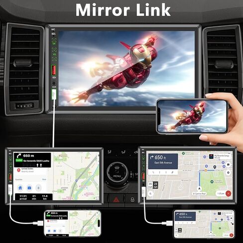 Single Din Touchscreen Radio,Single Din Car Stereo with 7'' Touchscreen,Car Radio with Mirror Link/Bluetooth Hands-Free Calling/AUX/USB/SWC in Saudi Arabia