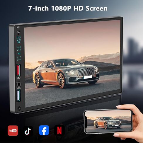 Single Din Touchscreen Radio,Single Din Car Stereo with 7'' Touchscreen,Car Radio with Mirror Link/Bluetooth Hands-Free Calling/AUX/USB/SWC in Saudi Arabia