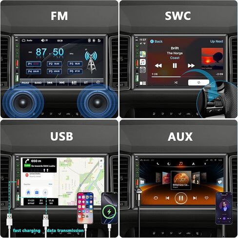 Single Din Touchscreen Radio,Single Din Car Stereo with 7'' Touchscreen,Car Radio with Mirror Link/Bluetooth Hands-Free Calling/AUX/USB/SWC in Saudi Arabia