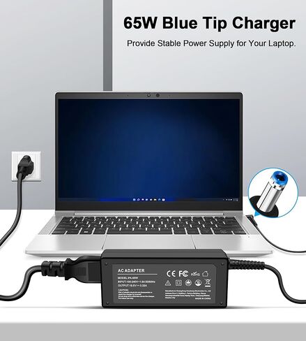 65W 45W Blue Tip Laptop Charger Compatible with HP Pavilion x360 11 14 15 17, Envy X360 13 15, ProBook 640 650 450 G2 G3 G4, Elitebook 840 845 850 G5 G7 G8 G9, Chromebook Stream Computer Power Adapter in Saudi Arabia