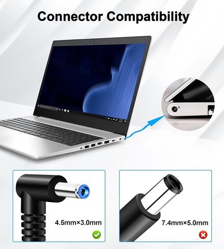 65W 45W Blue Tip Laptop Charger Compatible with HP Pavilion x360 11 14 15 17, Envy X360 13 15, ProBook 640 650 450 G2 G3 G4, Elitebook 840 845 850 G5 G7 G8 G9, Chromebook Stream Computer Power Adapter in Saudi Arabia