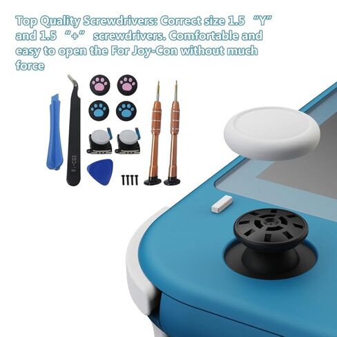 INGQI Repair Tool Kit (Thumbstick Joystick, Y1.5 Screwdriver, +1.5 Screwdriver, Plastic Spudger, Triangle Plectrum, Tweezers, Thumbstick Caps, Y Screws) for Nintendo Switch Joycon and Switch Lite in Saudi Arabia