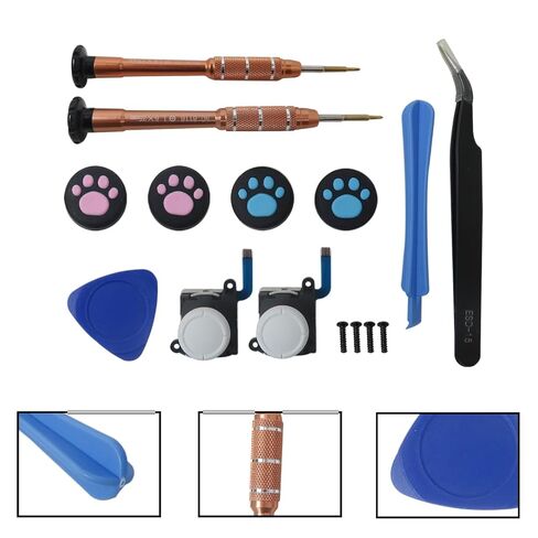 INGQI Repair Tool Kit (Thumbstick Joystick, Y1.5 Screwdriver, +1.5 Screwdriver, Plastic Spudger, Triangle Plectrum, Tweezers, Thumbstick Caps, Y Screws) for Nintendo Switch Joycon and Switch Lite in Saudi Arabia
