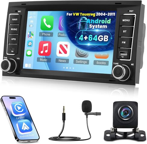 4G+64G 7 inch Screen for VW Touareg Radio 2004-2011 - Android Touch Screen Volkswagen Touareg Car Stereo with Carplay/Android Auto/SWC/Bluetooth 5.0/WiFi/32 EQ Audio in Saudi Arabia