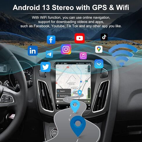 10.4 بوصة 5GWIFI 4GB+32GB راديو ستيريو للسيارة Ford Focus 2012-2018 Android 13 راديو ستيريو للسيارة ترقية وحدة رأس T-Style مع Carplay/Android Auto مع ملاحة GPS بلوتوث FM/RDS 48EQ SWC in Saudi Arabia
