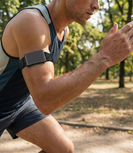 حزام MoKo Bicep لحزام Amazfit Helio، سوار معصم بديل لذراع الكاحل من النايلون 22 مم، حزام ذراع رياضي قابل للتعديل، أسود فانتوم in Kuwait