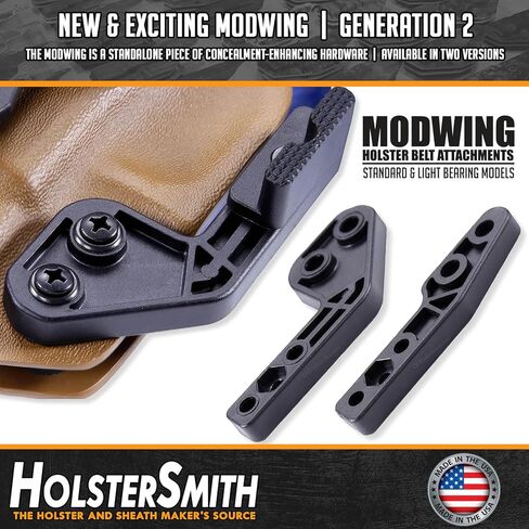 ملحقات حزام HolsterSmith ModWing Holster - محمل قياسي وخفيف - الجيل 2 - يمكن استخدامه بكلتا اليدين - أسود تكتيكي - (مع أجهزة التثبيت) - (اختر النمط أدناه) in Kuwait