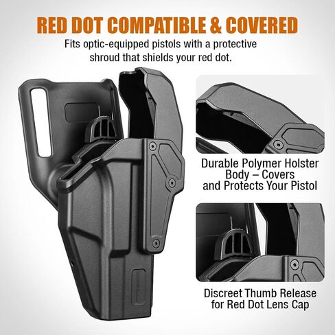 WARRIORLAND Level 2 Duty Holster for Glock 17/19 /22/23 Gen 3-5 & G31/32 Gen3-4 & 19X/44/45/47/49 & MOS Version, Optic Cut with RDS Cover, Thumb Release, Fits 2.0" Belt, Open-Muzzle Gun Holster in Saudi Arabia