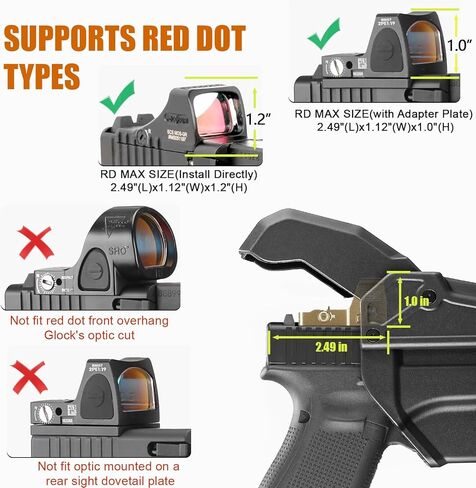 WARRIORLAND Level 2 Duty Holster for Glock 17/19 /22/23 Gen 3-5 & G31/32 Gen3-4 & 19X/44/45/47/49 & MOS Version, Optic Cut with RDS Cover, Thumb Release, Fits 2.0" Belt, Open-Muzzle Gun Holster in Saudi Arabia