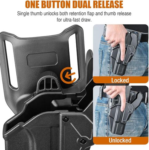 WARRIORLAND Level 2 Duty Holster for Glock 17/19 /22/23 Gen 3-5 & G31/32 Gen3-4 & 19X/44/45/47/49 & MOS Version, Optic Cut with RDS Cover, Thumb Release, Fits 2.0" Belt, Open-Muzzle Gun Holster in Saudi Arabia