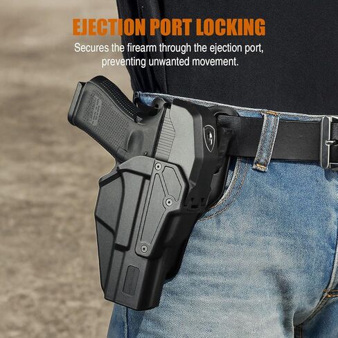 WARRIORLAND Level 2 Duty Holster for Glock 17/19 /22/23 Gen 3-5 & G31/32 Gen3-4 & 19X/44/45/47/49 & MOS Version, Optic Cut with RDS Cover, Thumb Release, Fits 2.0" Belt, Open-Muzzle Gun Holster in Saudi Arabia