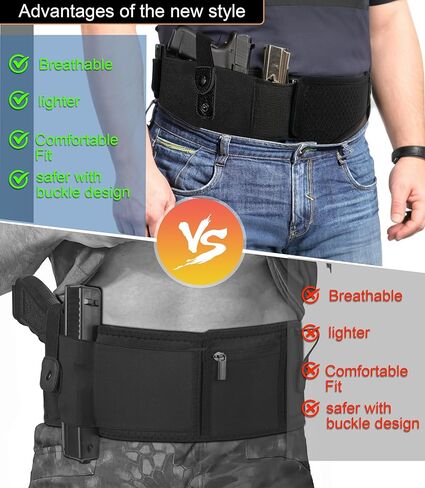 حافظة حزام البطن للرجال، حمل مخفي آمن للنساء، حافظة مسدس مريحة، IWB يناسب Glock، Sig Sauer P365، Smith & Wesson، Bodyguard، M&P Shield، Ruger، والمزيد in Kuwait