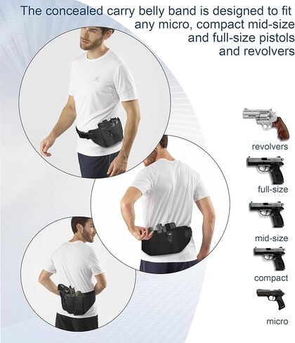 حافظة حزام البطن للرجال، حمل مخفي آمن للنساء، حافظة مسدس مريحة، IWB يناسب Glock، Sig Sauer P365، Smith & Wesson، Bodyguard، M&P Shield، Ruger، والمزيد in Kuwait