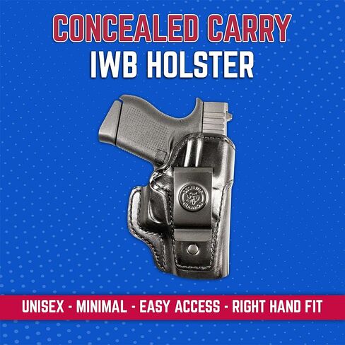 DeSantis Inside Heat IWB Holster - Concealed Carry Gun Holster, Leather Holster IWB for Pistols, Compatible with the GLOCK 43, 43X - Right Hand Draw, Black in Saudi Arabia