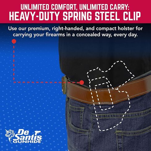 DeSantis Inside Heat IWB Holster - Concealed Carry Gun Holster, Leather Holster IWB for Pistols, Compatible with the GLOCK 43, 43X - Right Hand Draw, Black in Saudi Arabia