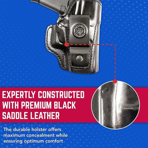 DeSantis Inside Heat IWB Holster - Concealed Carry Gun Holster, Leather Holster IWB for Pistols, Compatible with the GLOCK 43, 43X - Right Hand Draw, Black in Saudi Arabia
