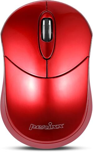 Perixx PERIMICE-802R ماوس بلوتوث لاسلكي - تصميم محمول صغير الحجم لنظام التشغيل Windows وmacOS وiOS وAndroid - مستشعر بصري 1200 نقطة في البوصة - أحمر in Saudi Arabia
