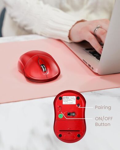Perixx PERIMICE-802R ماوس بلوتوث لاسلكي - تصميم محمول صغير الحجم لنظام التشغيل Windows وmacOS وiOS وAndroid - مستشعر بصري 1200 نقطة في البوصة - أحمر in Saudi Arabia