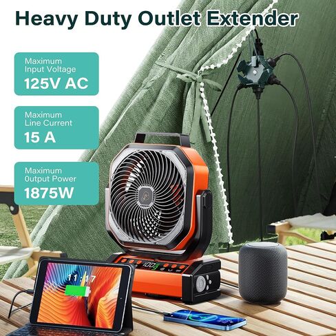 Elecan Outdoor 5-Outlet Power Splitter Plug Extender Hexagonal Hub Adapter with Safety Covers, 3 Prong Grounding Widely-Spaced with 15A Circuit Breaker&Indicator for Holiday Jobsite Garage-ETL-Green in Saudi Arabia