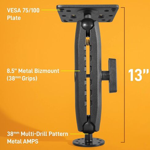 iBOLT 38mm / 1.5 inch Metal Circular AMPS Pattern to VESA 75 x 75 / VESA 100 x 100 Dual Ball Mount for Monitors, displays, or tvís- Featuring a 8.5-inch Aluminum 38mm Bizmount Arm in Saudi Arabia
