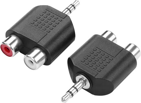 PNGKNYOCN 3.5 mm TRS to 2 RCA Adapter，3.5mm (1/8") TRS Male to Dual RCA Female Audio Splitter Adapter for Computer Speaker Earphone Headpho (2 Pack) in Saudi Arabia