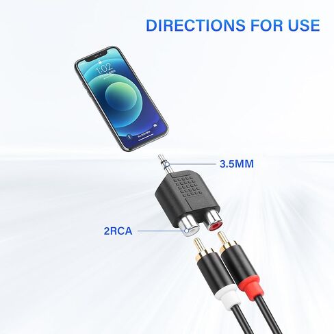 PNGKNYOCN 3.5 mm TRS to 2 RCA Adapter，3.5mm (1/8") TRS Male to Dual RCA Female Audio Splitter Adapter for Computer Speaker Earphone Headpho (2 Pack) in Saudi Arabia
