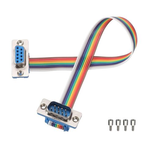 Generic IDC Rainbow Wire Flat Ribbon Cable DB9 Male to DB9 Female 8 Inch Length 2.54mm Pitch Breadboard Jumper Wires for Electronic Projects in Saudi Arabia