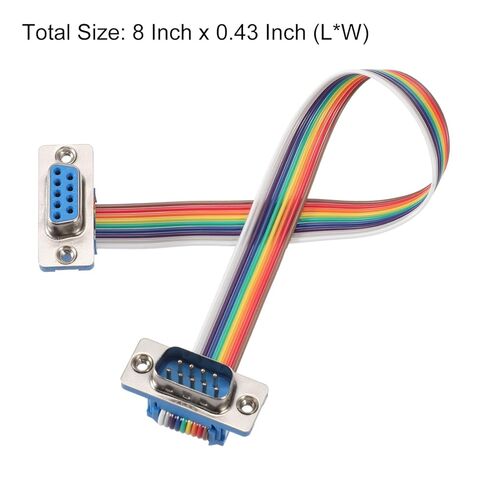 Generic IDC Rainbow Wire Flat Ribbon Cable DB9 Male to DB9 Female 8 Inch Length 2.54mm Pitch Breadboard Jumper Wires for Electronic Projects in Saudi Arabia