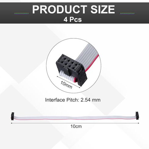 Generic 4 Pcs IDC Flat Ribbon Cable, 2.54mm Pitch 10mm Width 10cm Long 8 Pin FC to FC Flat Ribbon Connector Jumper Wire for PC, LED Displays in Saudi Arabia