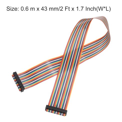 Generic IDC قوس قزح سلك شريط مسطح كابل 2.54 مللي متر الملعب 34 دبوس خط اتصال FC المزدوج أنثى موصل أسود لتجربة DIY 2 قدم طول 1 قطعة in Saudi Arabia