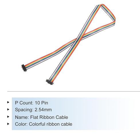 Generic IDC Rainbow Wire Flat Ribbon Cable 2.54mm Pitch 10 Pin Connection Line FC Dual Female Black Connector for DIY Experiment 2Ft Length 1 Pcs in Saudi Arabia