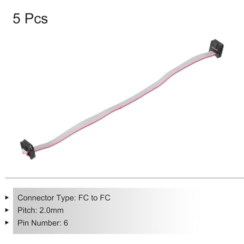 Generic IDC 6Pin كابل الشريط المسطح، 2.0 ملم الملعب FC إلى FC موصل 20 سم طول رمادي البلوز سلك للكمبيوتر شاشة LED DVD، 5 قطع in Saudi Arabia