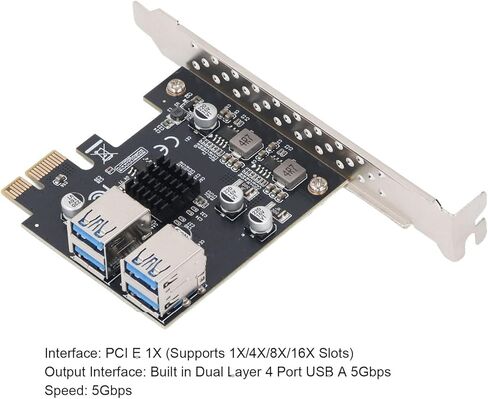 محول فتحة PCI E 1x إلى 4 USB 3.0، منافذ USB A بسرعة 5 جيجابت في الثانية، لوحة محول PCIe لنظام التشغيل WIN7/10/11، ثبات محسن مع مكثفات الحالة الصلبة in Kuwait