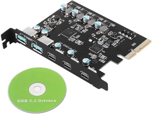 بطاقة توسيع PCI-E إلى USB 3.2 Gen 2 مع منفذين من النوع A و3 منافذ من النوع C بسرعة تصل إلى 10 جيجابت في الثانية لدعم نقل البيانات PCIe x4 x8 x16 in Kuwait
